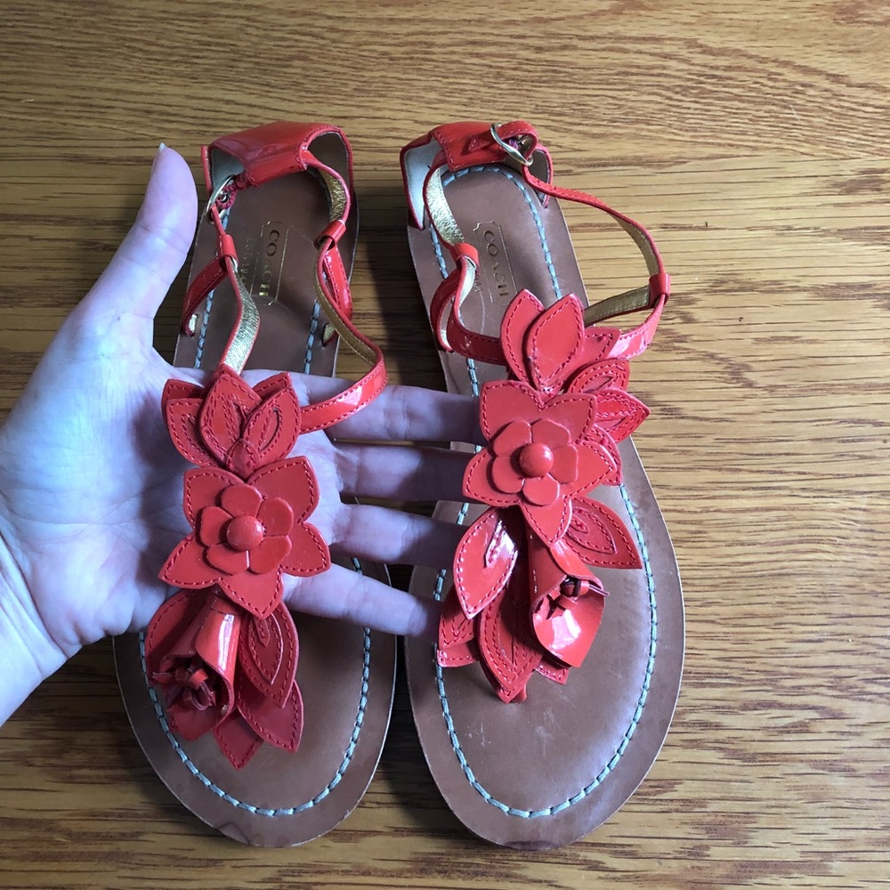Orange Sierra Coach sandals, size 9